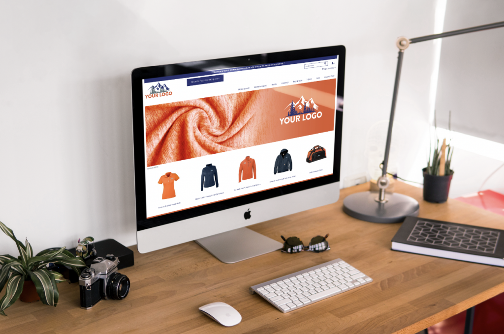 A computer screen showing custom merchandise from Foxtrot Marketing.
